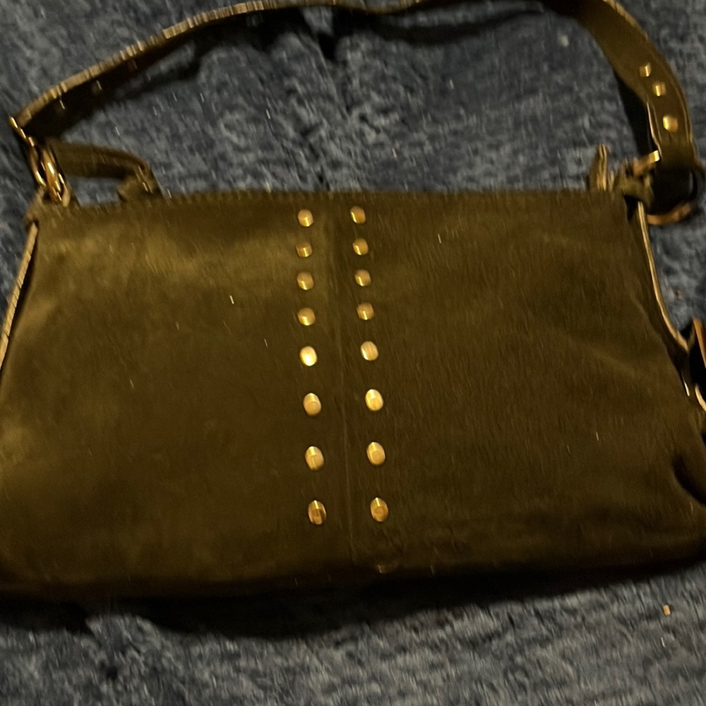 Accessories black suede leather shoulder bag 9 by 11  Handel has 9 in drop